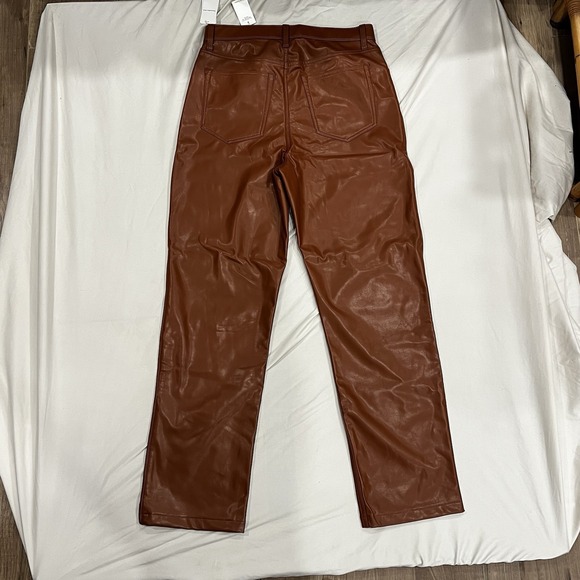 Abercrombie & Fitch 90s Sz 12 Brown Faux Leather Ultra High Rise NWT Pants - Picture 7 of 8